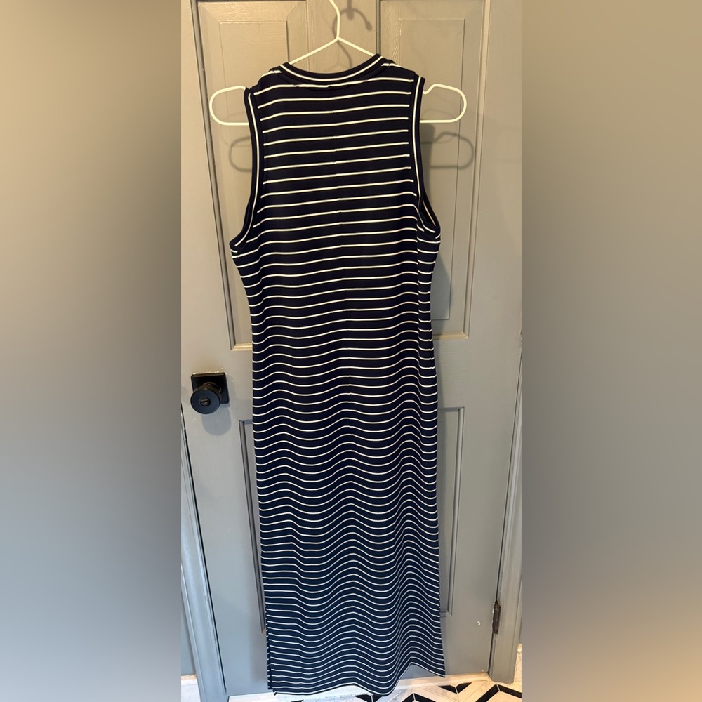 Spanx Air Essentials Maxi Tank Dress Navy White Stripe NWT - Picture 2 of 4